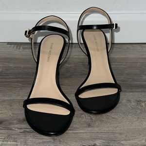 STUART WEITZMAN Kassidy 75 mm Black Smooth Calf Strappy Heels